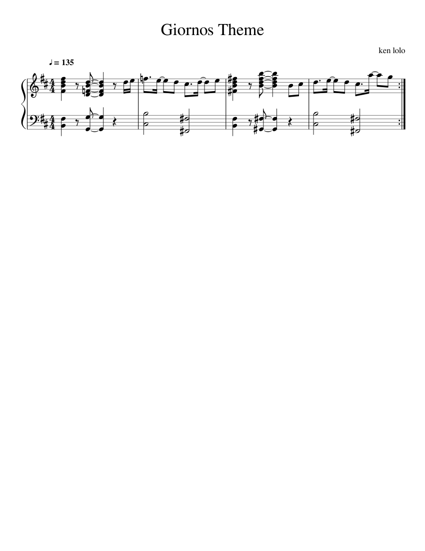 Giornos Theme normal Sheet music for Piano (Solo) | Musescore.com