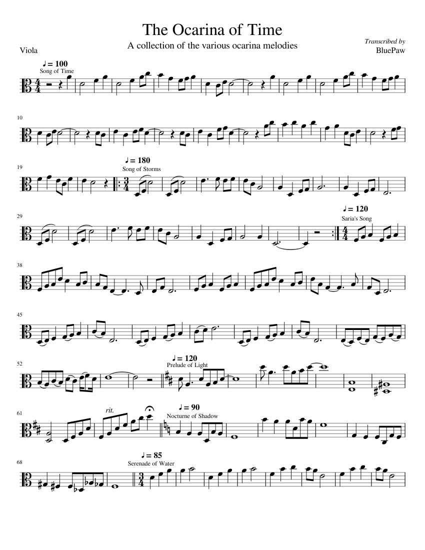 The Ocarina of Time (Viola Solo) Sheet music for Viola (Solo) |  Musescore.com
