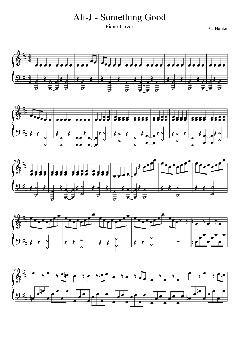 Alt J - Something Good (Piano Cover) Sheet music for Piano (Solo) |  Musescore.com