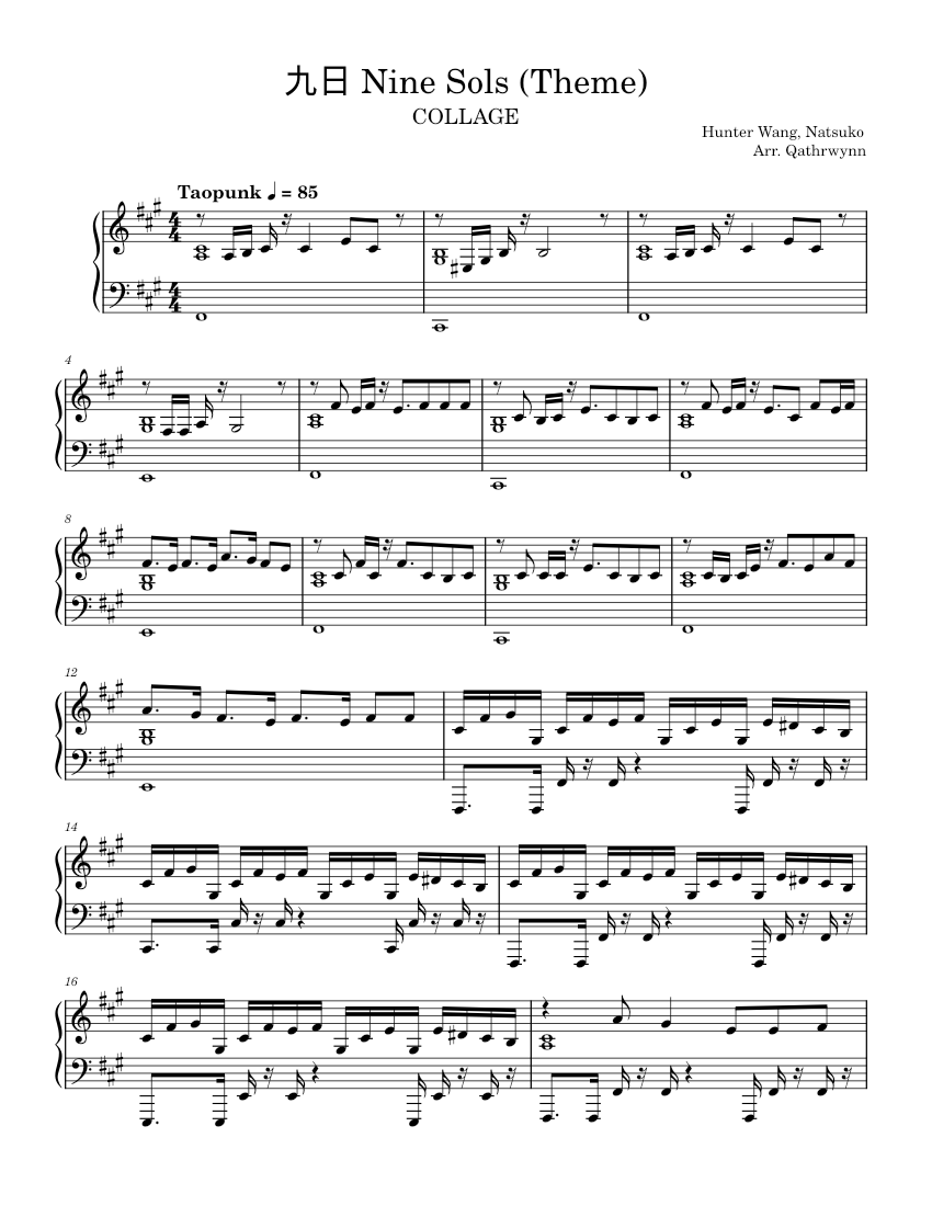 九日 Nine Sols (Theme) – COLLAGE Sheet music for Piano (Solo) | Musescore.com