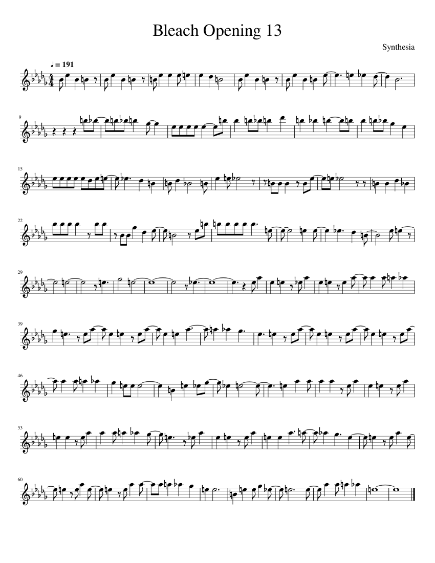 Bleach Opening 13 Sheet music for Flute (Solo) | Musescore.com