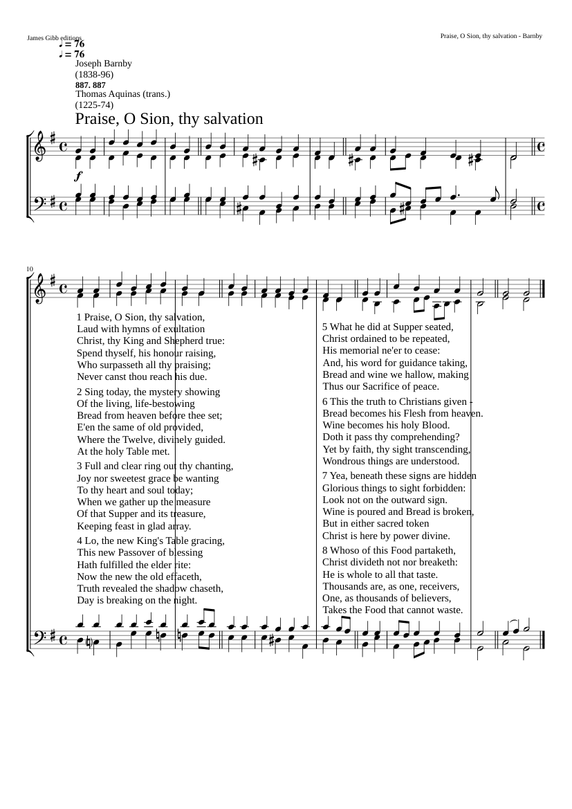 Praise O Sion thy salvation