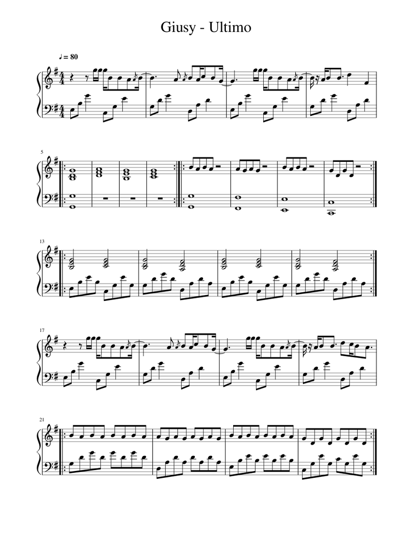 Giusy - Ultimo Sheet music for Piano (Solo) | Musescore.com