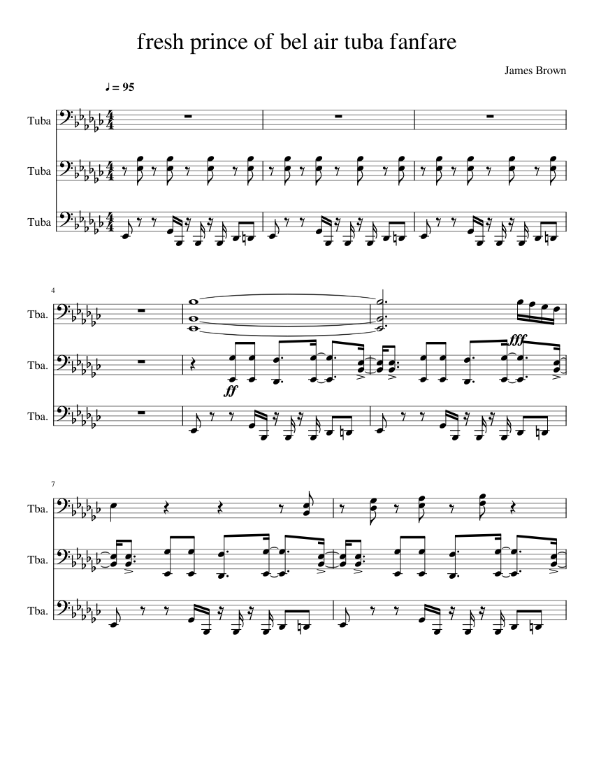 Fresh Prince Of Bel Air Tuba Fanfare Sheet Music For Tuba Solo Musescore Com