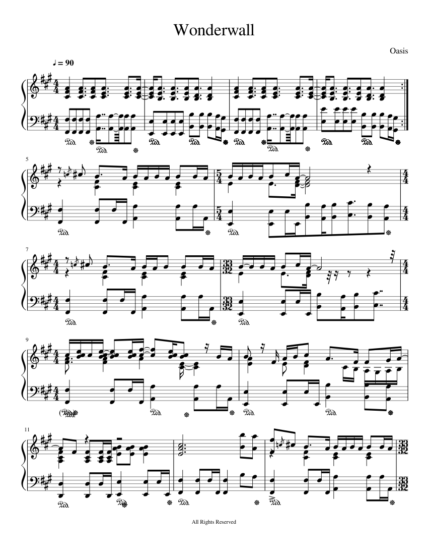 Wonderwall (Piano) Sheet music for Piano (Solo) | Musescore.com