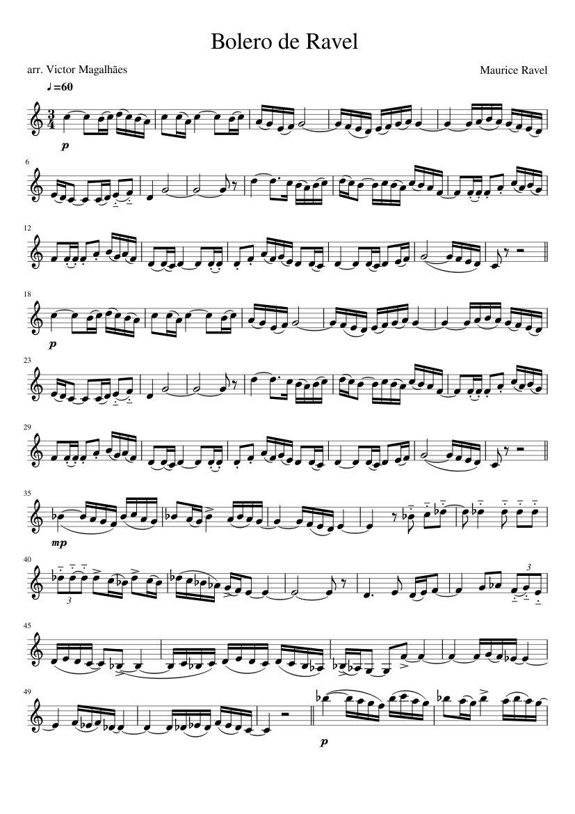 Bolero - Maurice Ravel Sheet music for Violin (Solo) | Musescore.com