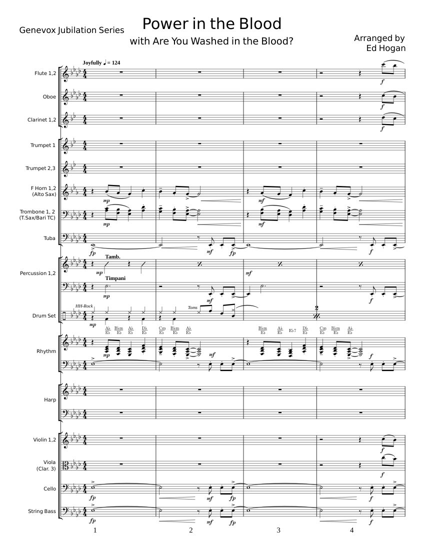 Power in the Blood Sheet music for Trombone, Tuba, Flute, Oboe &amp; more ...