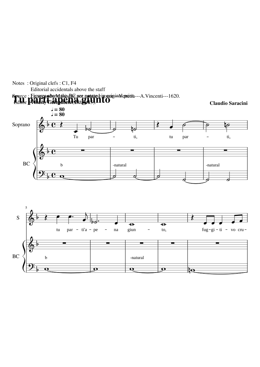 Tu parti apena giunto