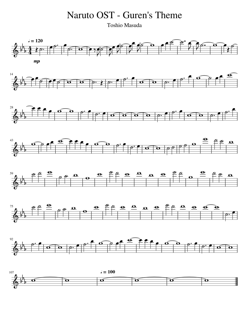 Yukimaru Guren Theme - Naruto Shippuden Sheet music for Violin, Viola,  Guitar (Mixed Trio)