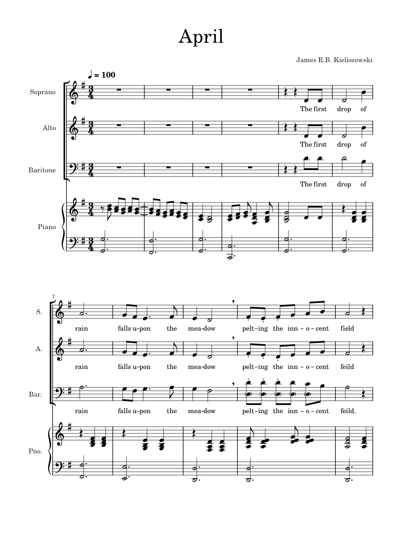 April Rounds April Sheet music for Piano, Soprano, Alto, Baritone (Choral ...
