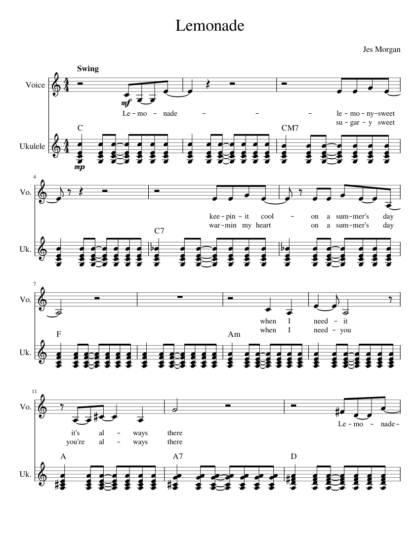 Lemonade Sheet music for Vocals, Ukulele (Mixed Duet)