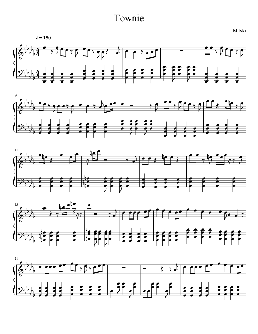 Townie Sheet Music For Piano Solo Musescore Com Zobacz słowa utworu townie wraz z teledyskiem i tłumaczeniem. townie sheet music for piano solo