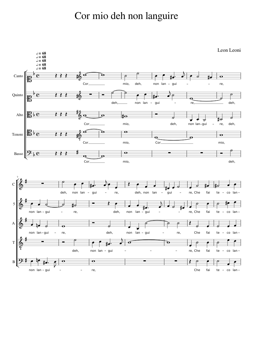 Cor mio deh non languire