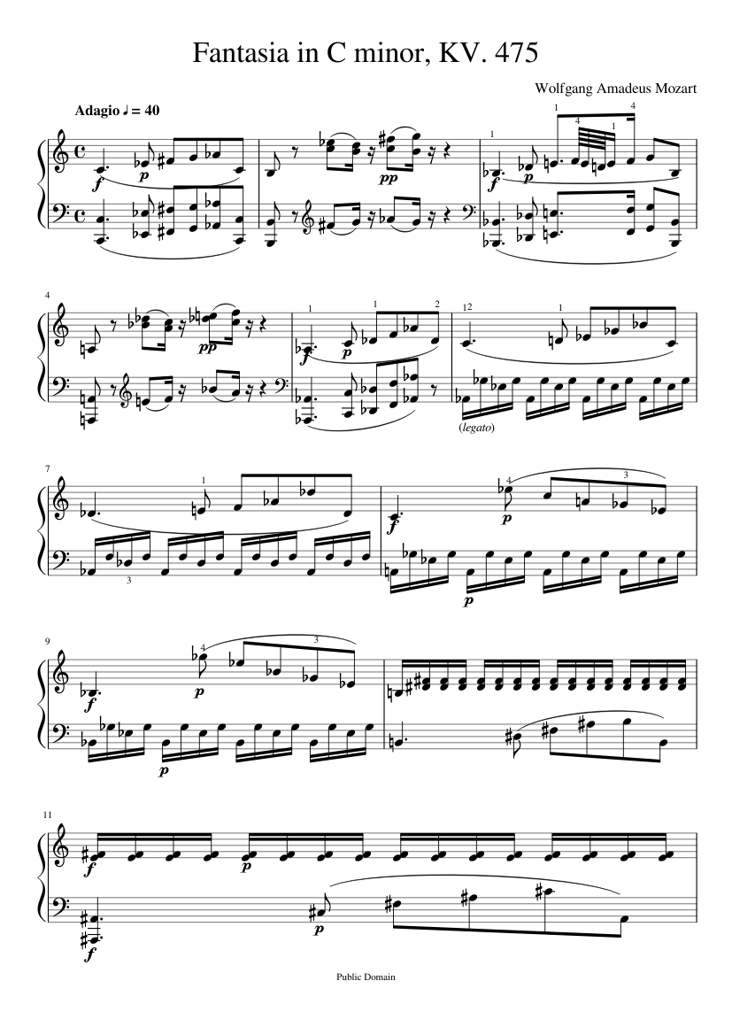 W.A. Mozart - Fantasia in C minor, KV.475 Sheet music for Piano (Solo) |  Musescore.com