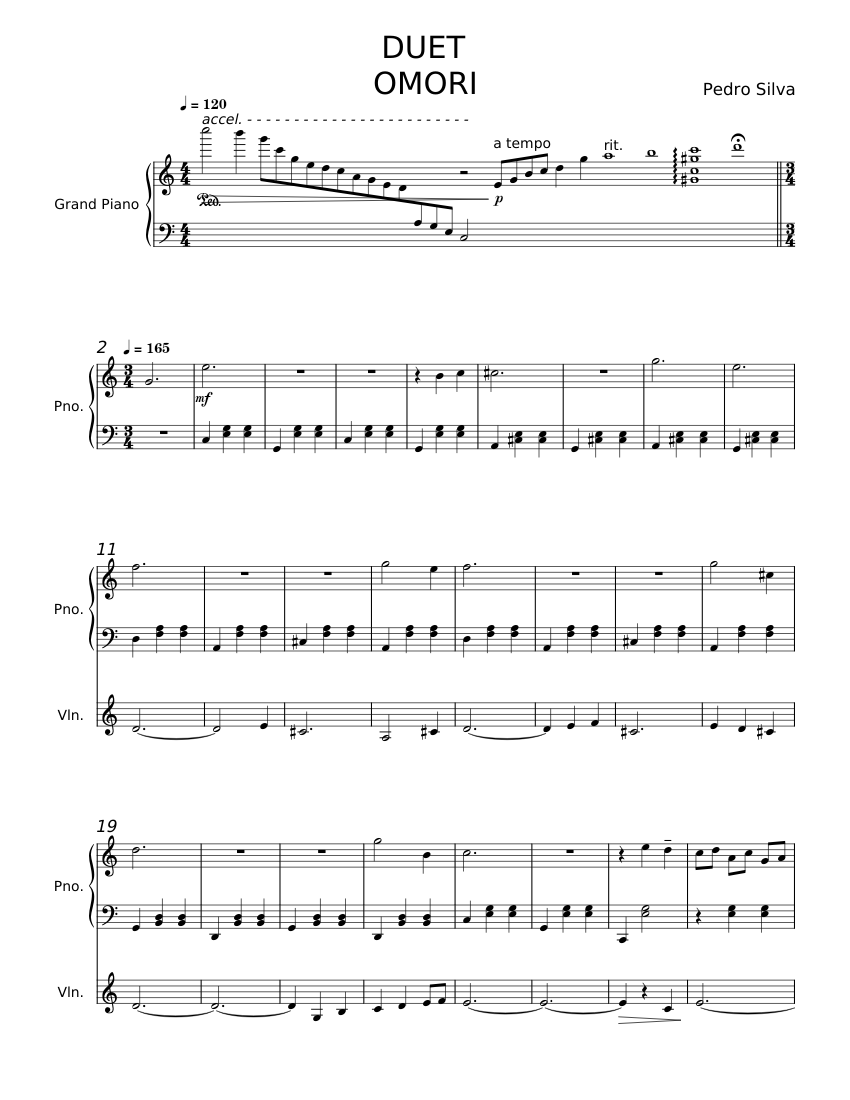 OMORI - Duet - Pedro Silva Sheet music for Piano (Piano Duo ...