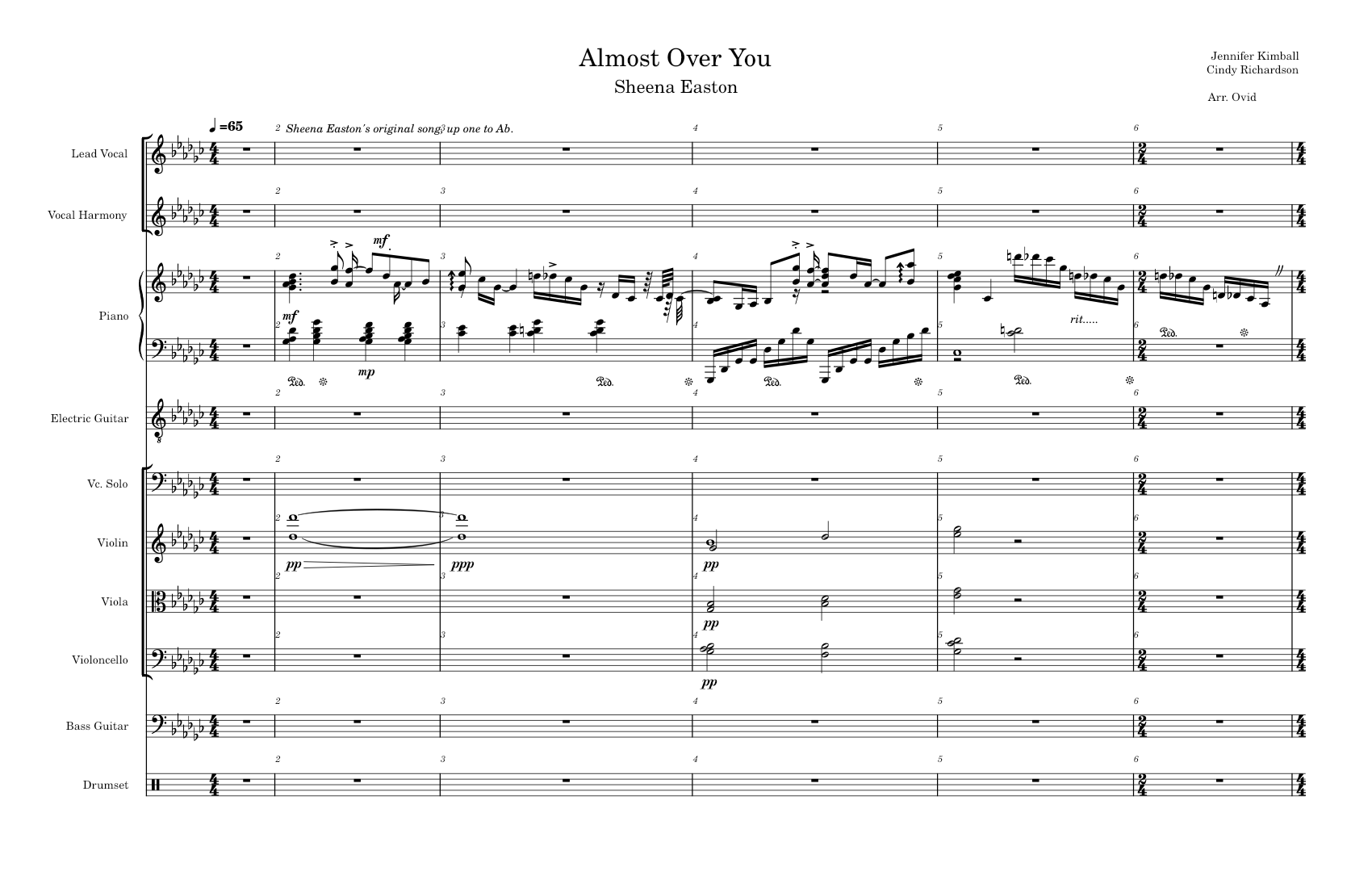 Almost over you – Sheena Easton Sheet Music for Piano, Vocals, Mezzo ...