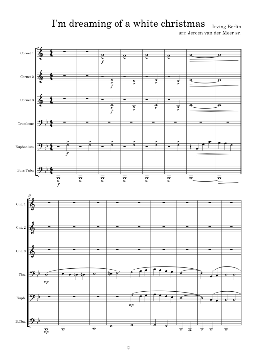 White Christmas Sheet music for Trombone, Cornet, Euphonium, Tuba ...