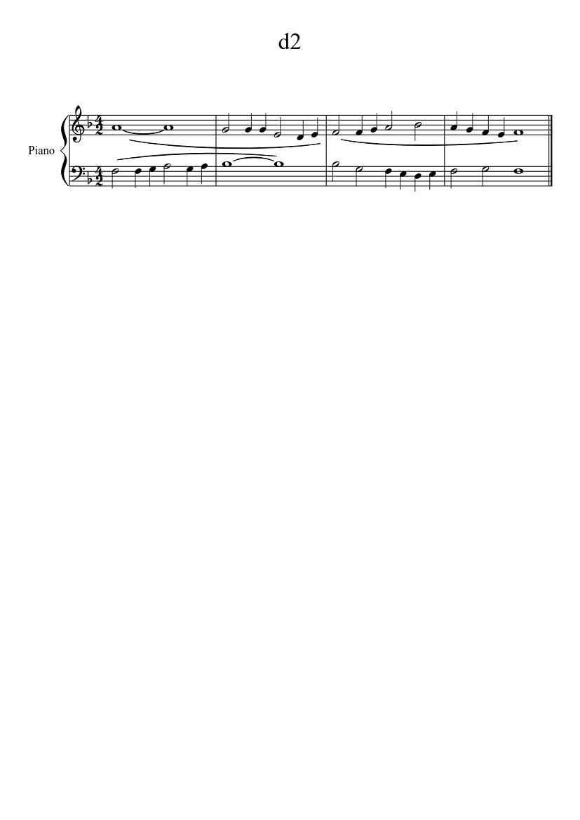 d2 Sheet Music for Piano (Solo) | MuseScore.com