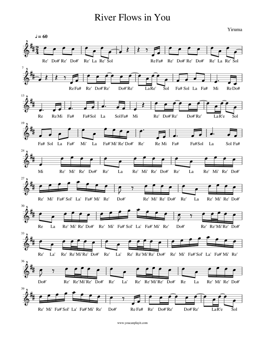 River Flows in You Sheet music for Recorder (Solo) | Musescore.com