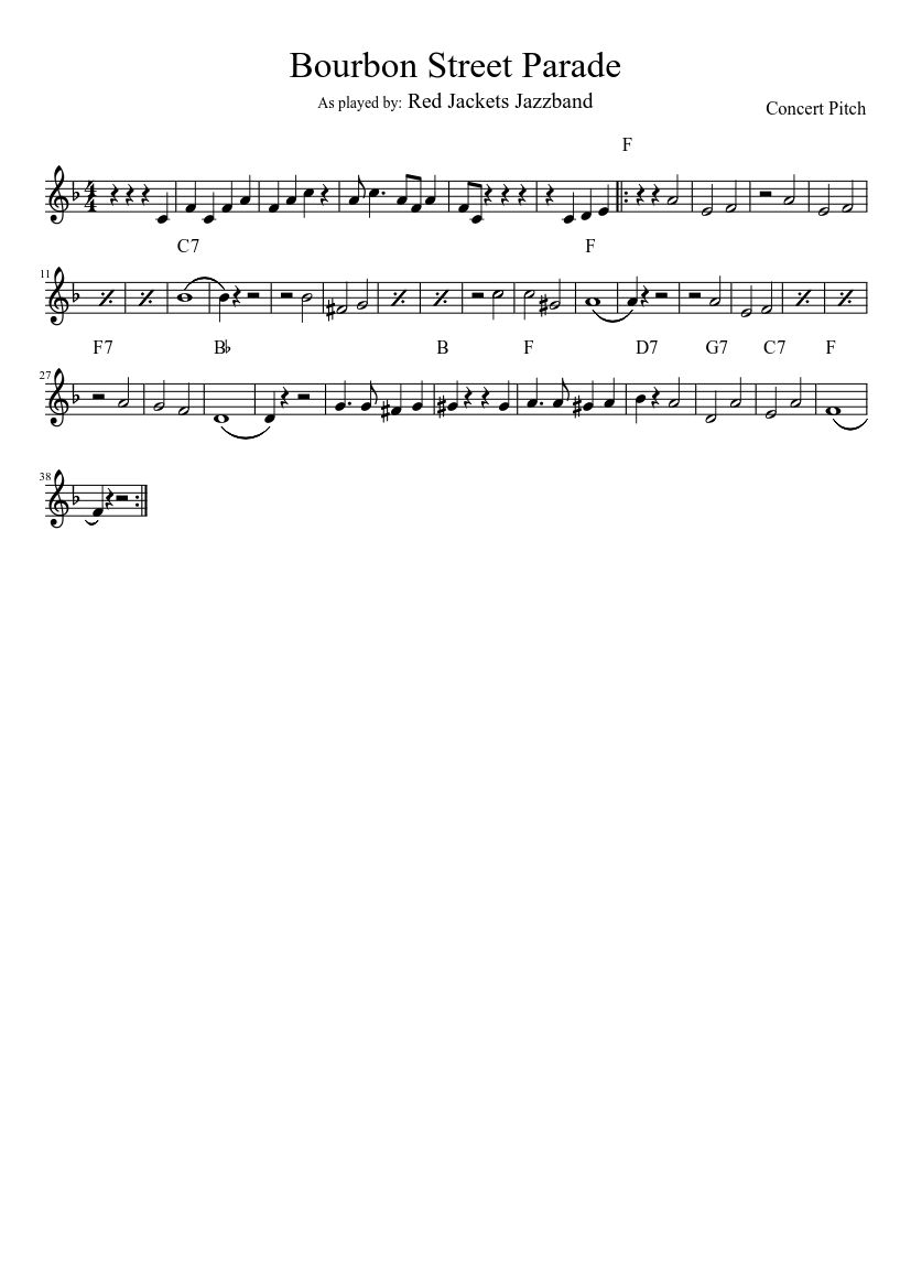Bourbon Street Parade F Sheet Music For Cornet Solo Musescore Com