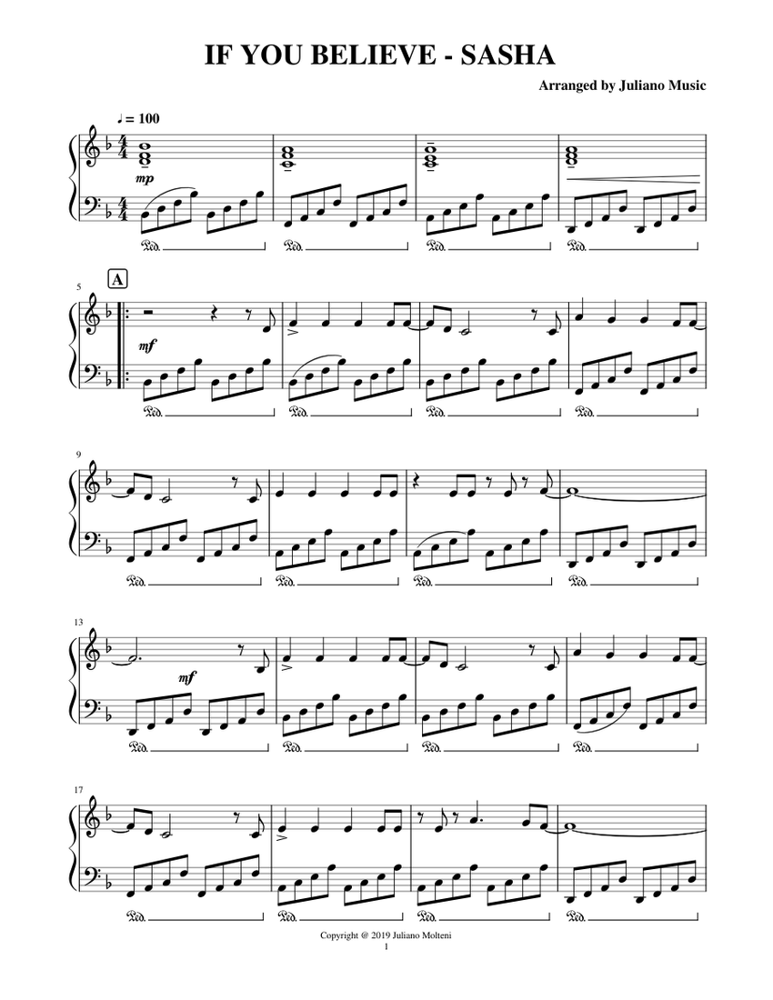 IF YOU BELIEVE (EASY PIANO) - SASHA Sheet music for Piano (Solo ...