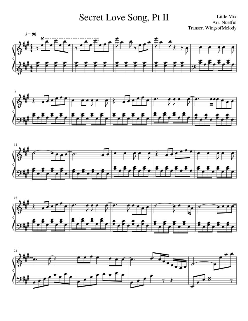 Secret Love Song Pt II (Kenneth August Arr.) Sheet music for Piano (Solo) |  Musescore.com