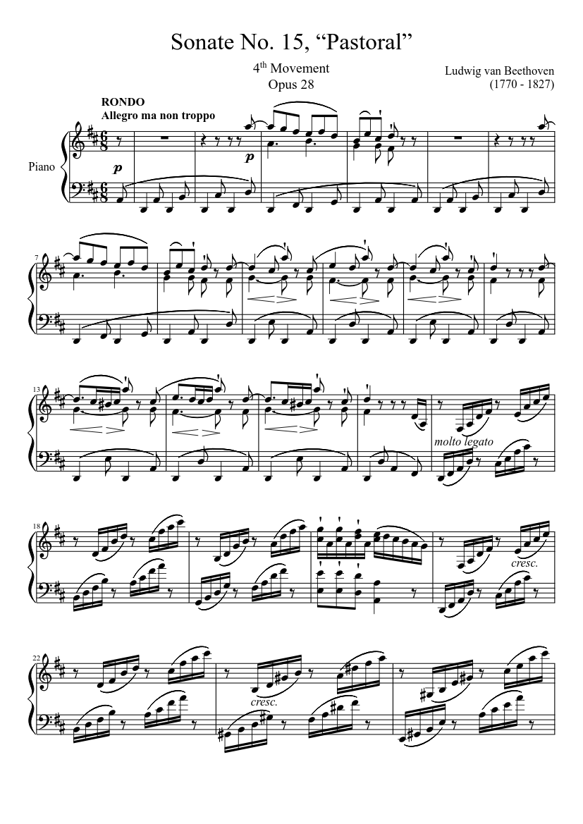 ソナタ第15番「田園」第4楽章 楽譜 ピアノ (ソロ) | MuseScore.com