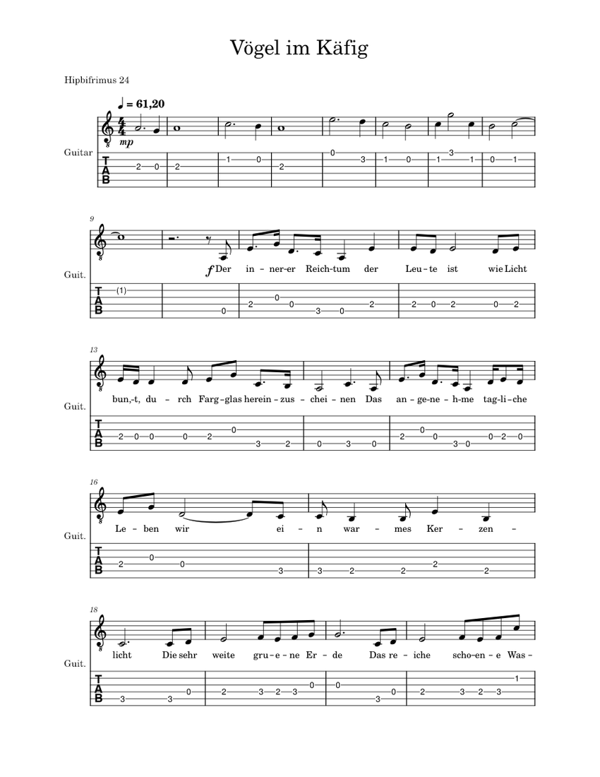 Vogel Im Kafig Hiroyuki Sawano Vögel im Käfig tab Sheet