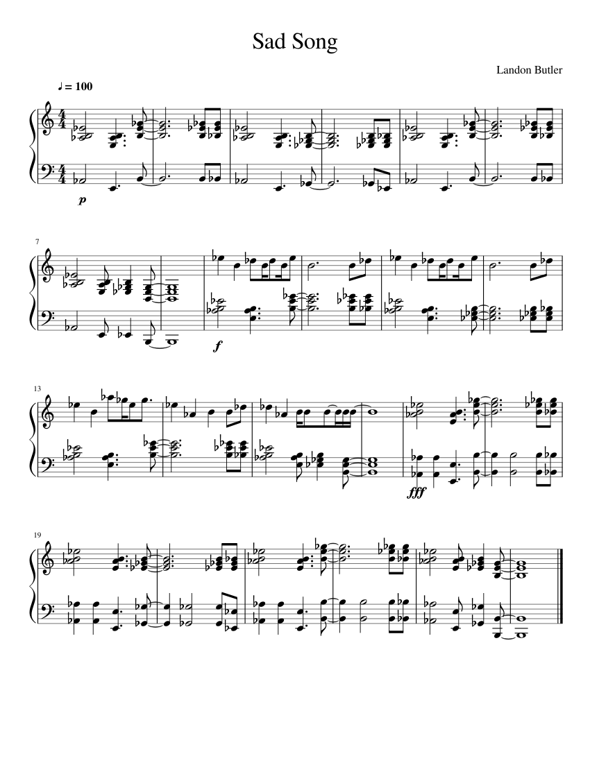 Sad Song Sheet music for Piano (Solo) | Musescore.com