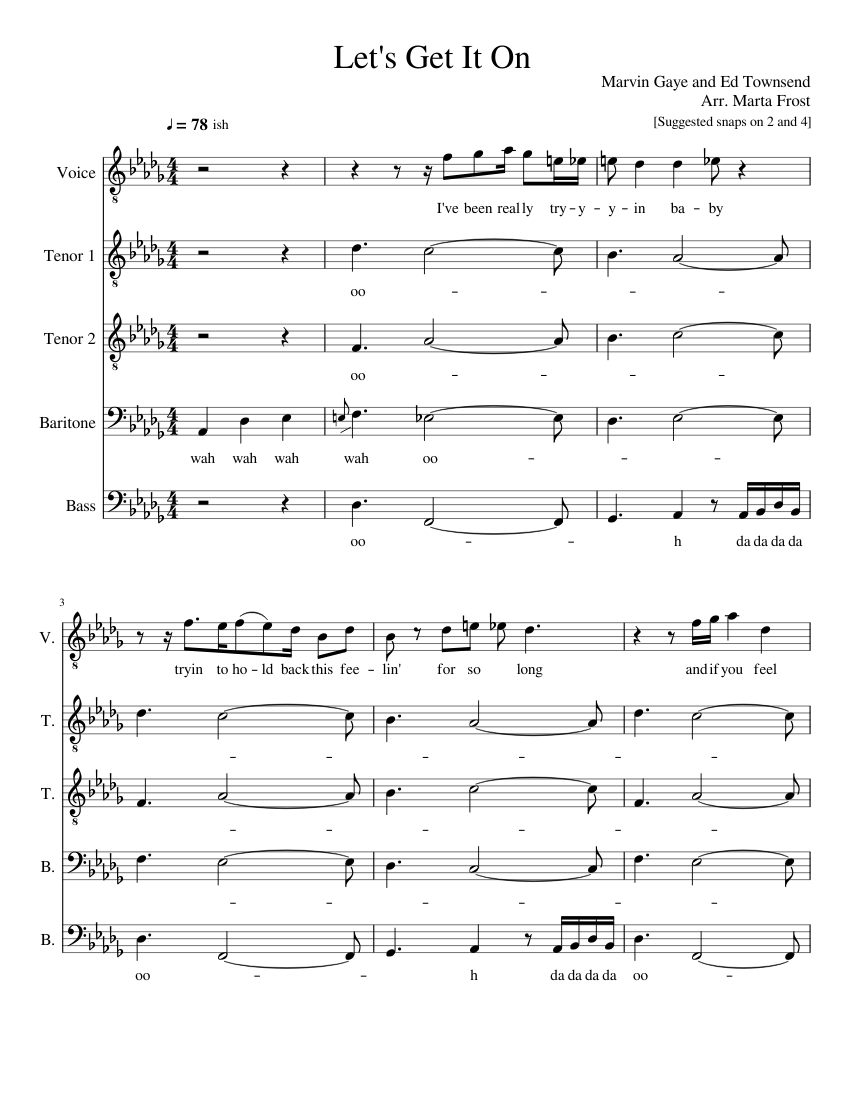 Lets Get It On- Acapella TTBB Sheet music for Piano (Mixed Quintet) |  Musescore.com