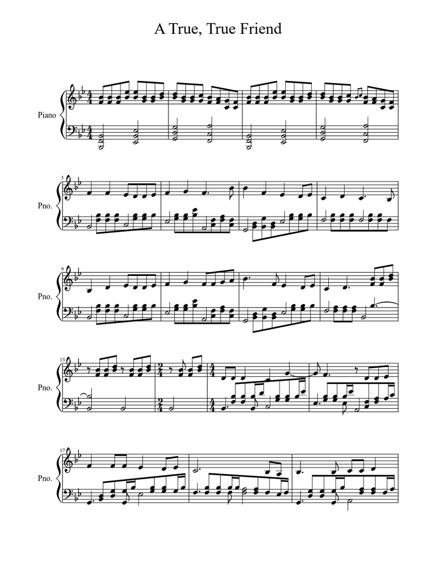 My Little Pony Friendship Is Magic A True True Friend Sheet Music For Piano Solo Musescore Com A true, true friend is the fourth of the seven songs featured in the season three finale, magical mystery cure. a true true friend sheet music for