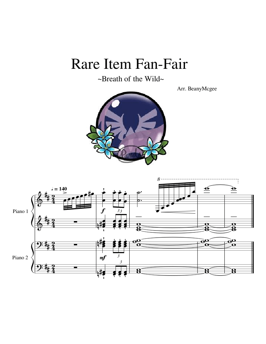 Rare Item/Spirit Orb Fan-Fair-The Legend of Zelda Breath of the Wild Sheet  music for Piano (Piano Four Hand) | Musescore.com