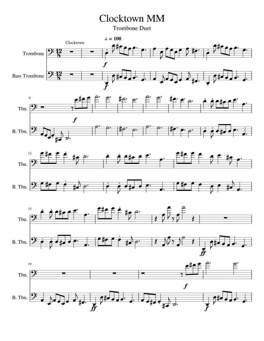 Clocktown MM Trombone Duet Sheet music for Trombone, Trombone (Bass