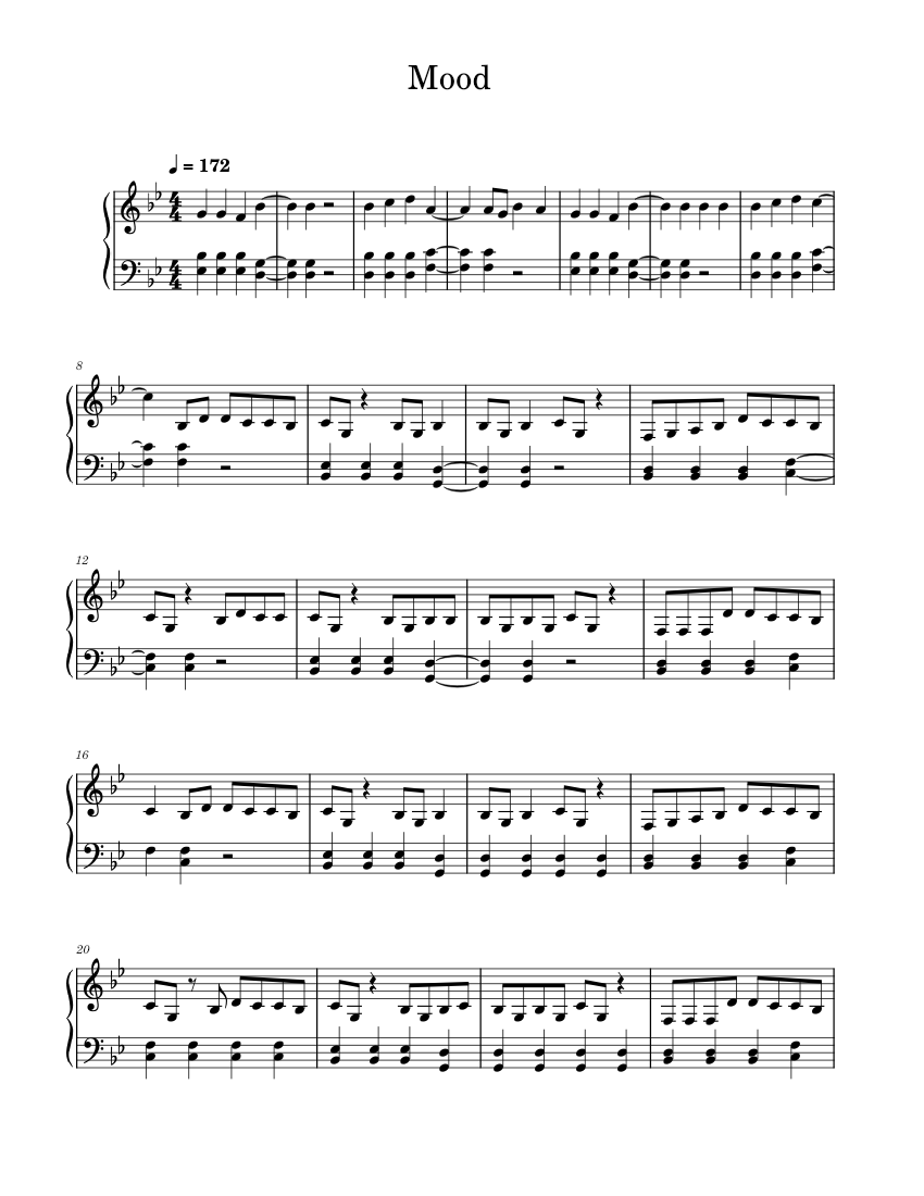 Mood - 24kGoldn Sheet music for Piano (Solo) Easy | Musescore.com