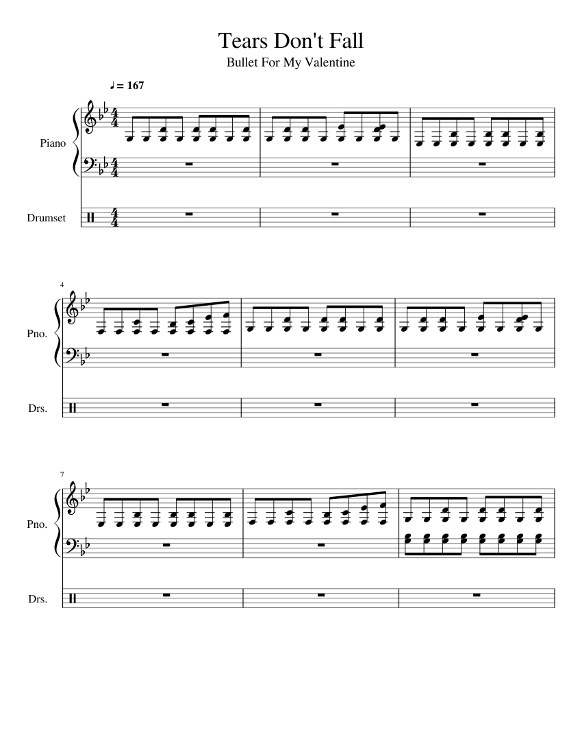 Tears Don T Fall Sheet Music For Piano Drum Group Mixed Duet Download And Print In Pdf Or Midi Free Sheet Music Musescore Com
