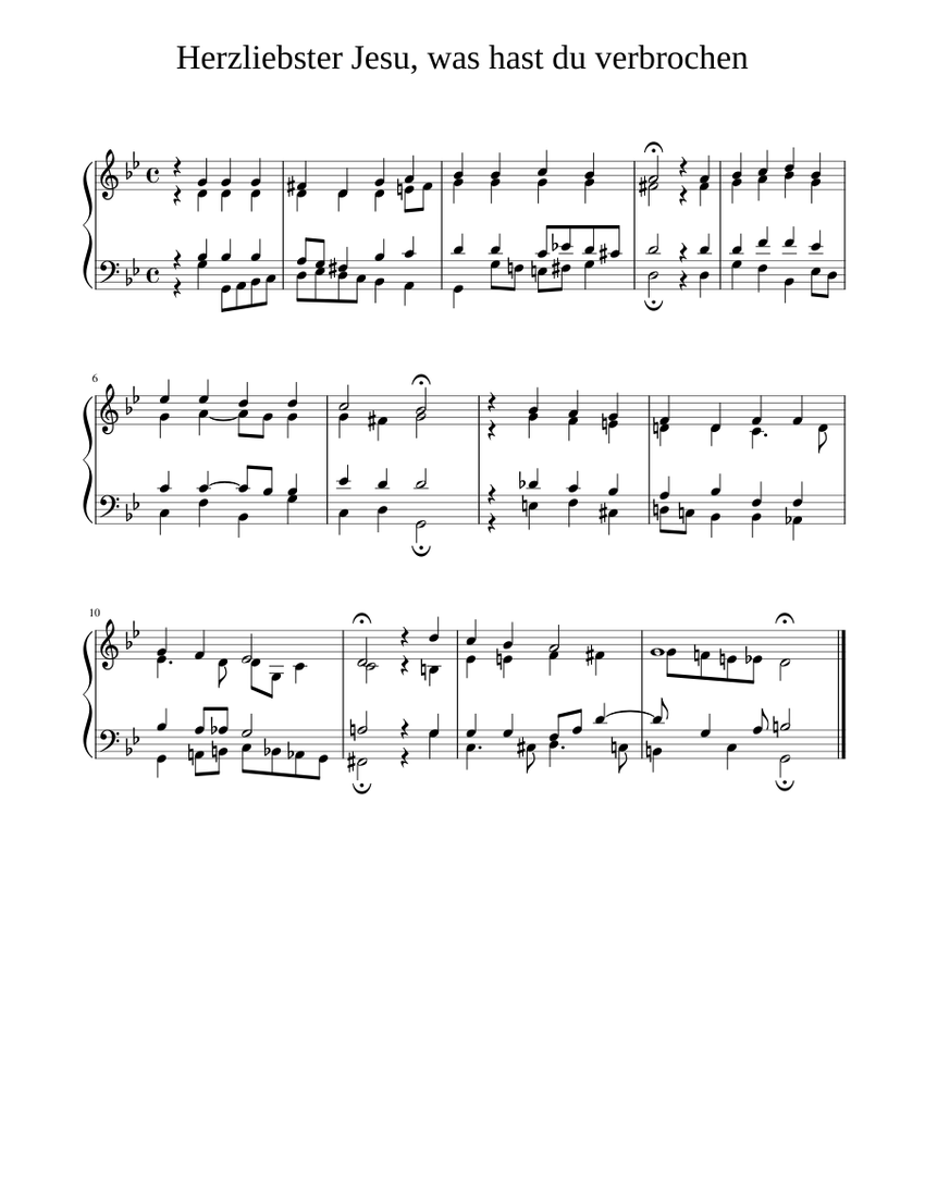 Herzliebster Jesu, Was Hast Du Verbrochen Sheet Music For Harpsichord ...