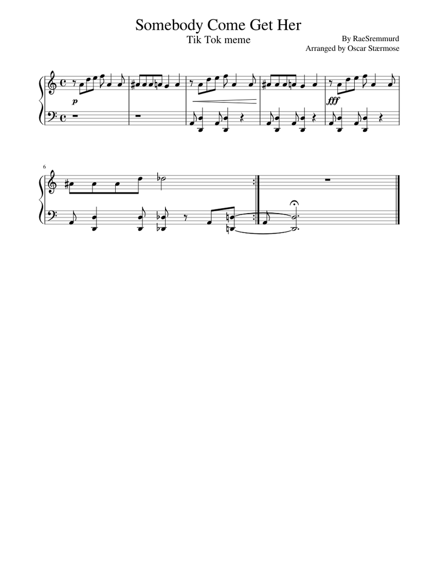 Somebody Come Get Her Sheet music for Piano (Solo) | Musescore.com