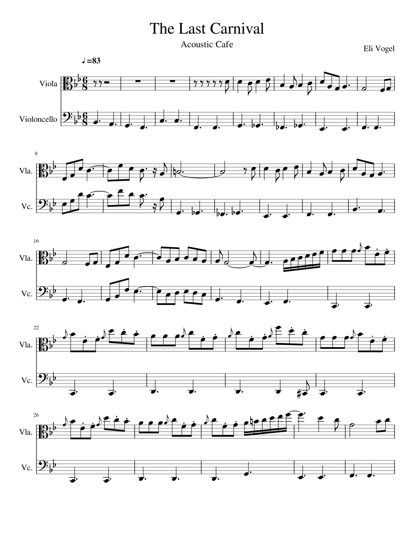 The Last Carnival Sheet Music for Viola, Cello (String Duet