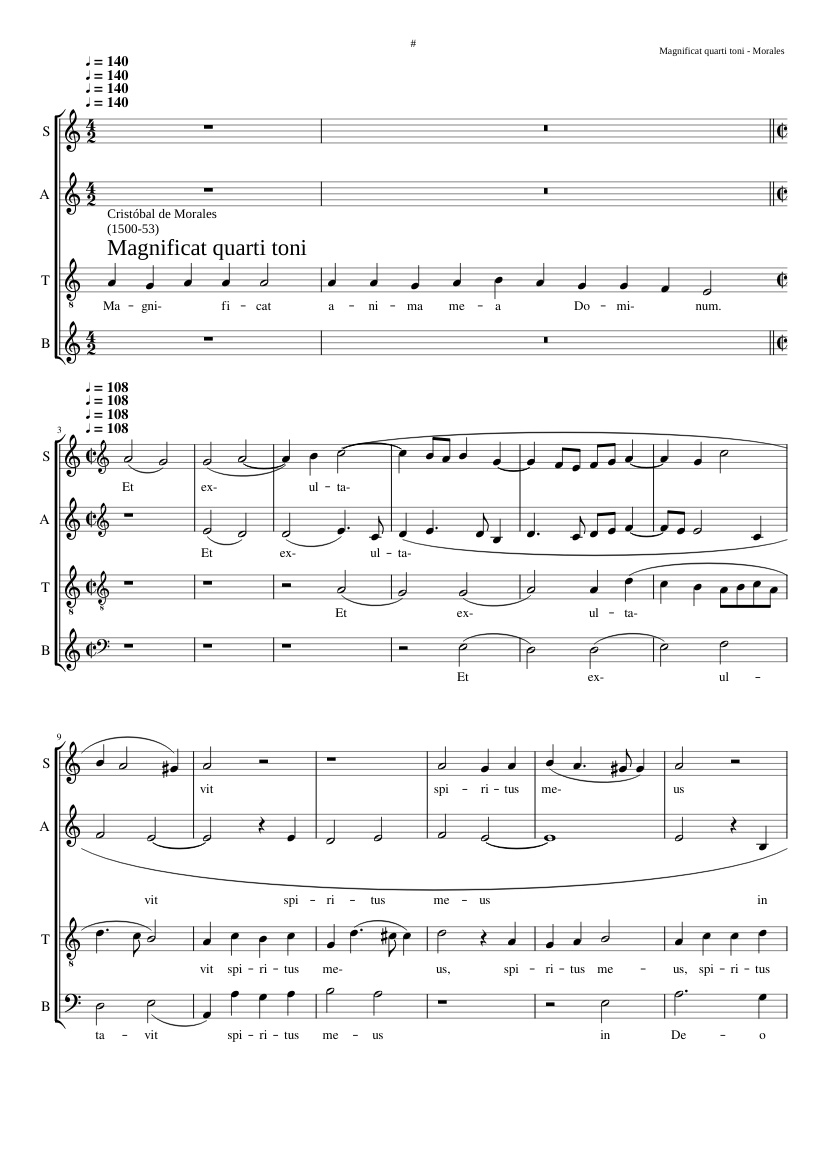 Magnificat Quarti Toni 'Et exultavit'