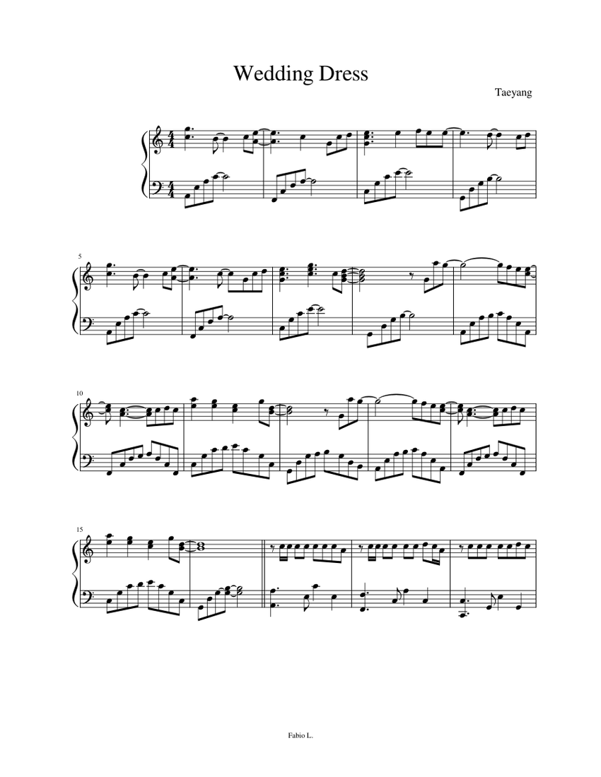 Wedding Dress Sheet music for Piano Solo Musescore