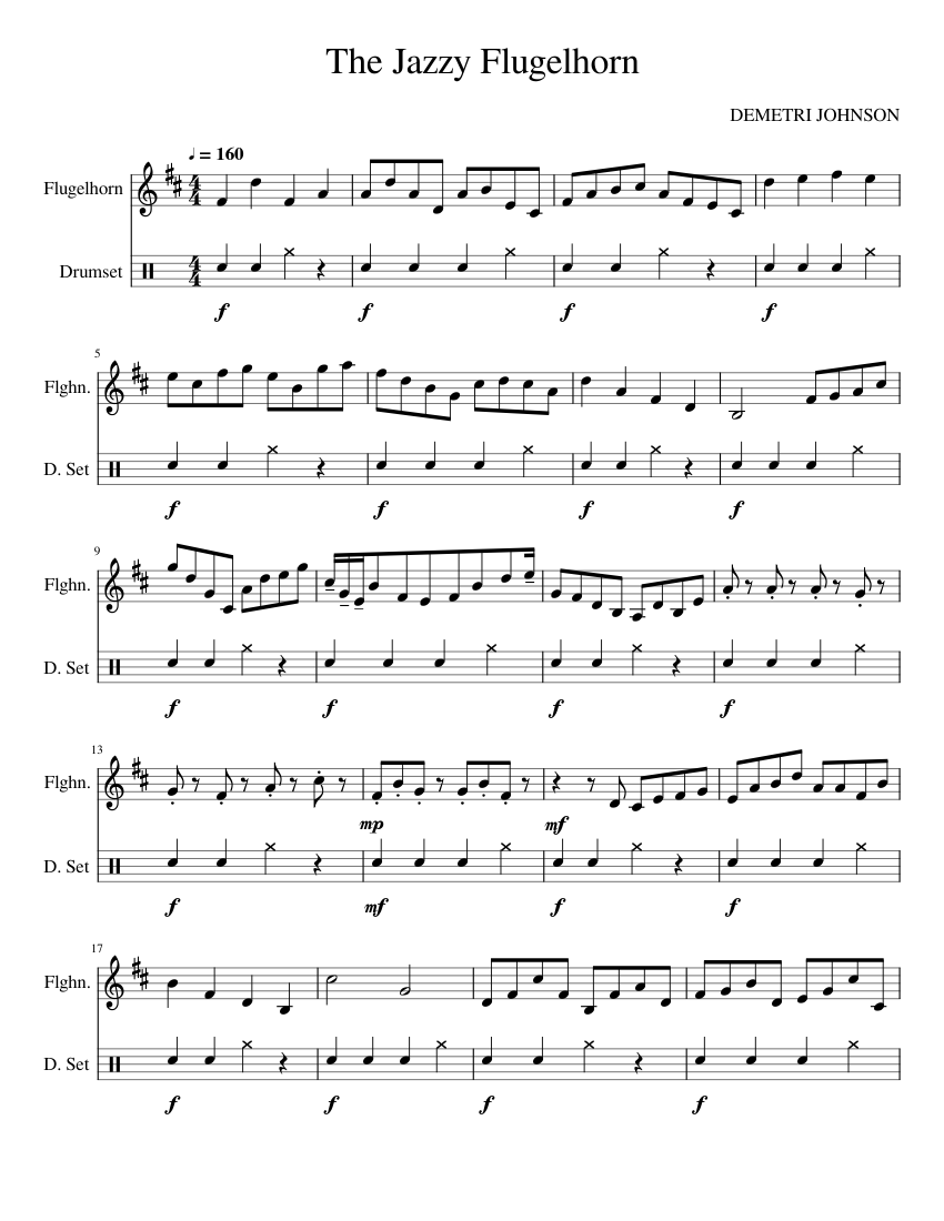 The Jazzy Flugelhorn Sheet music for Flugelhorn, Drum group (Mixed Duet