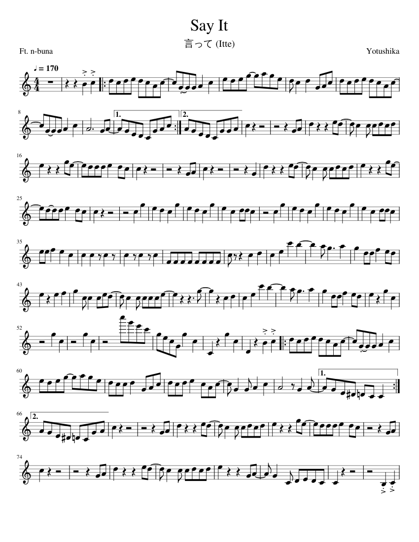 Itte Say It (Itte) - Yotushika Ft. n-buna Sheet music for Flute (Solo ...