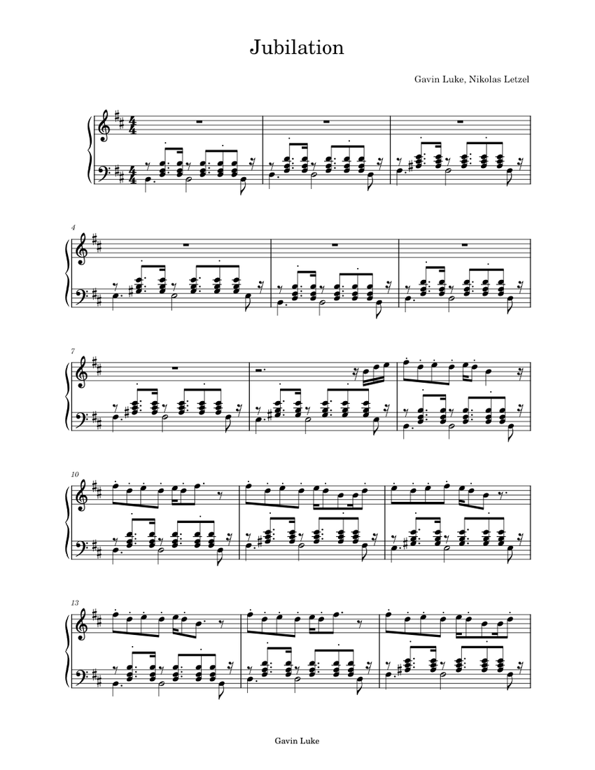 Jubilation - Gavin Luke - piano cover Sheet music for Piano (Solo) |  Musescore.com