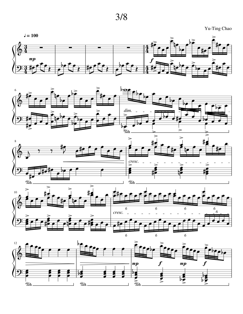 3/8 Sheet music for Piano (Solo) | Musescore.com