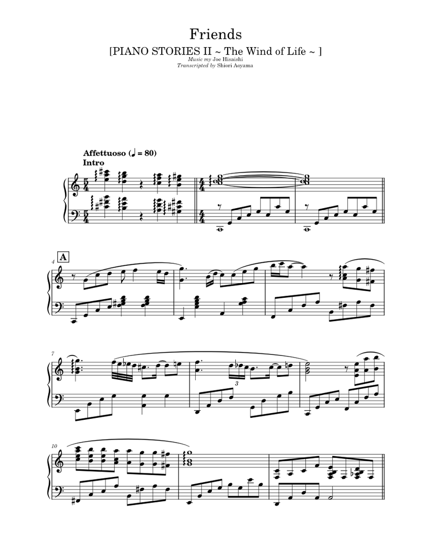 Friends Sheet music for Piano (Solo) | Musescore.com