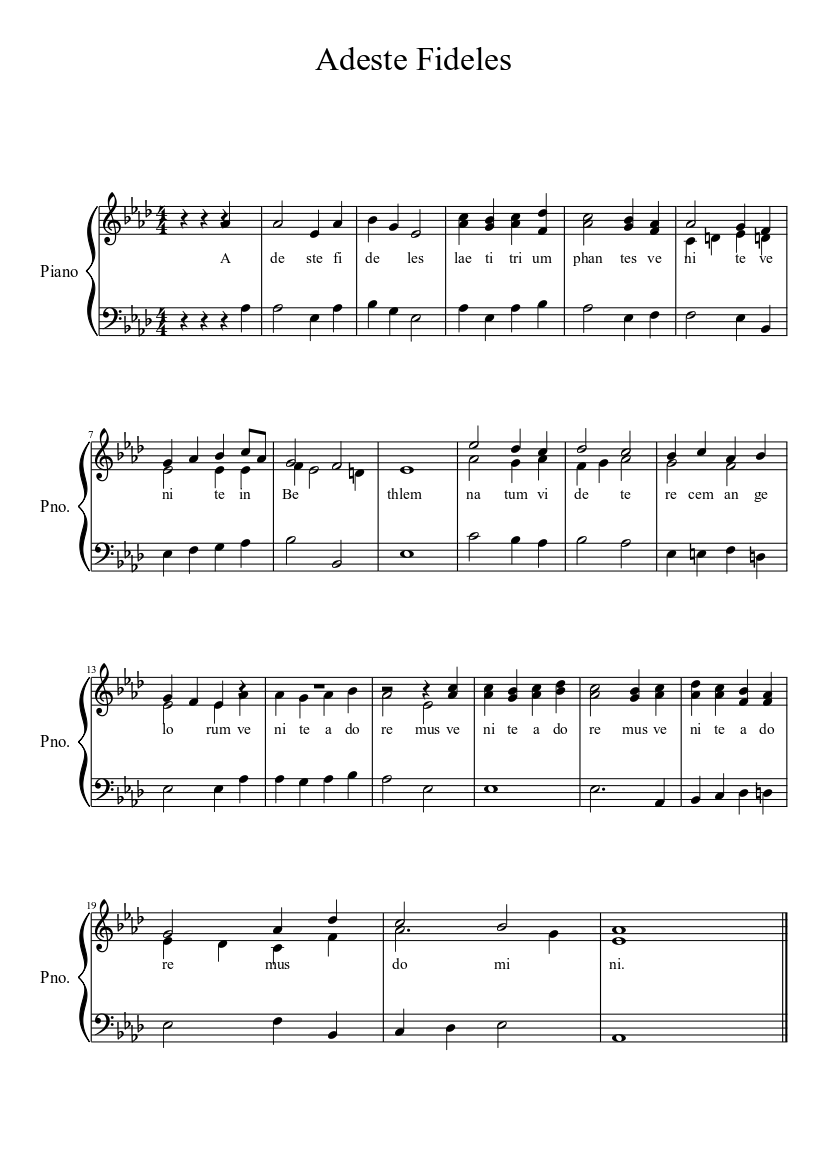 Adeste Fideles Sheet music for Piano (Solo) | Musescore.com
