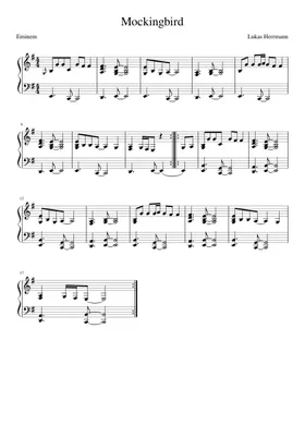 Mockingbird (Eminem) - piano solo [with lyrics] Sheet music for Piano  (Solo) Easy