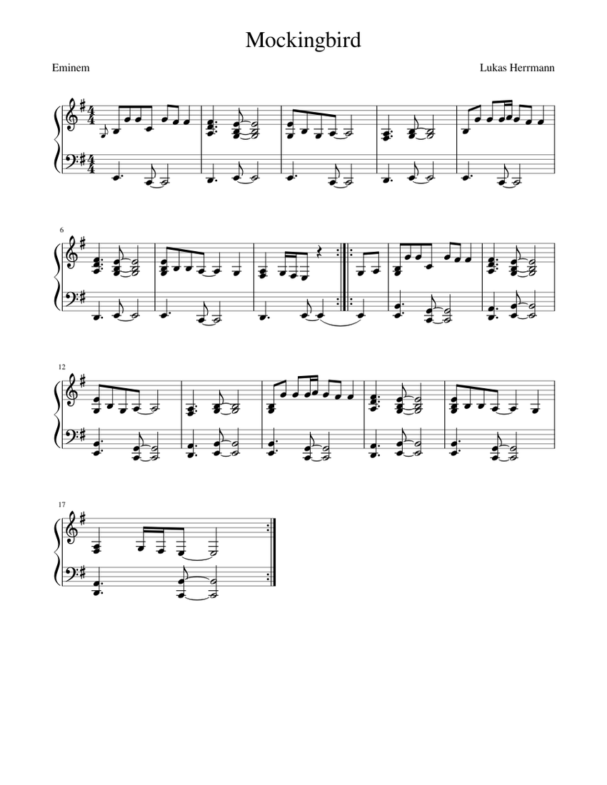 Mockingbird Sheet music for Piano (Solo) | Musescore.com
