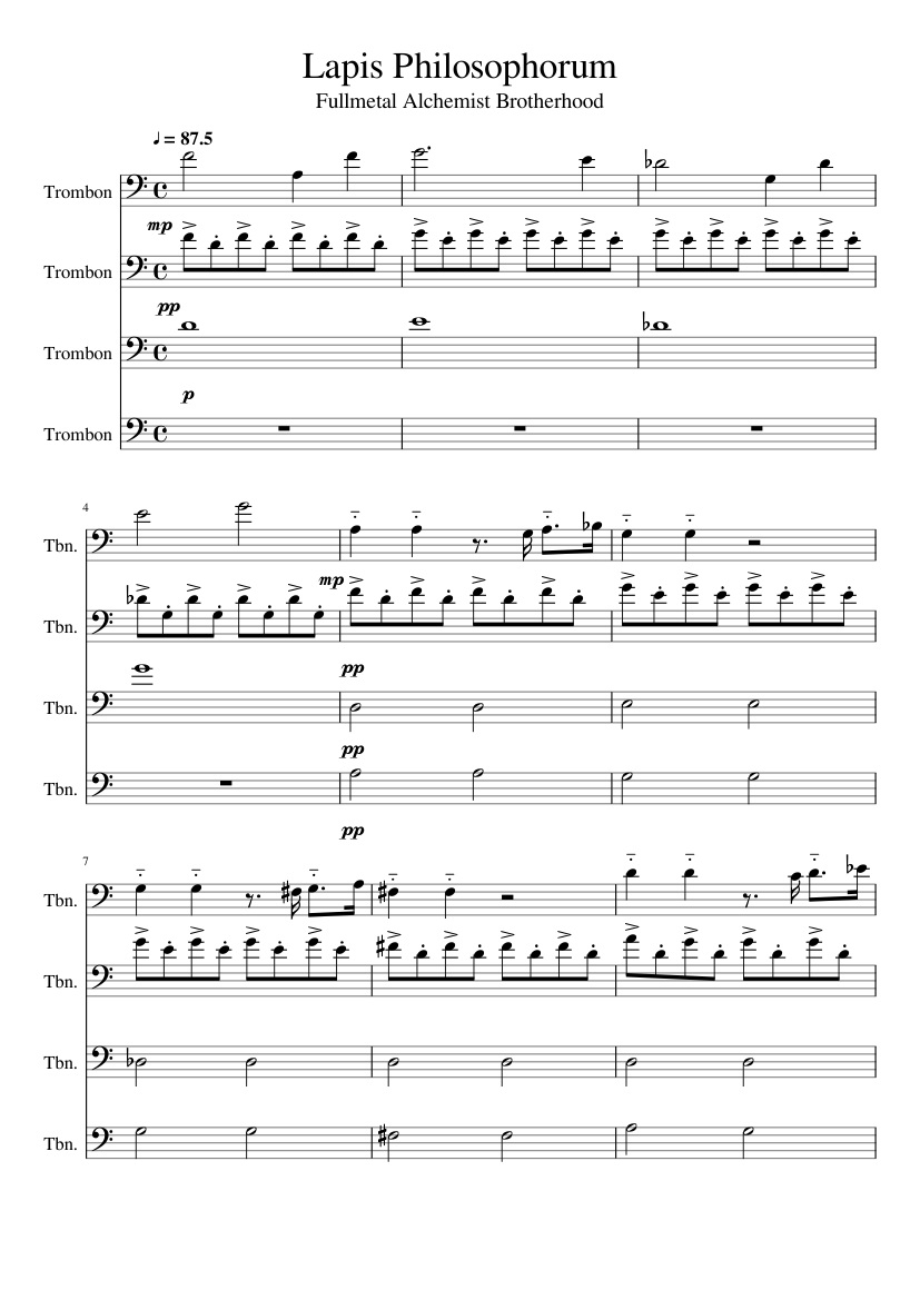 Lapis Philosophorum For A Trombone Quartet Sheet Music For Trombone Mixed Quartet Musescore Com