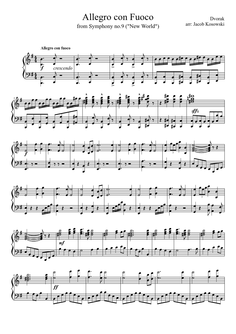 Allegro con Fuoco Sheet Music for Piano (Solo) | MuseScore.com